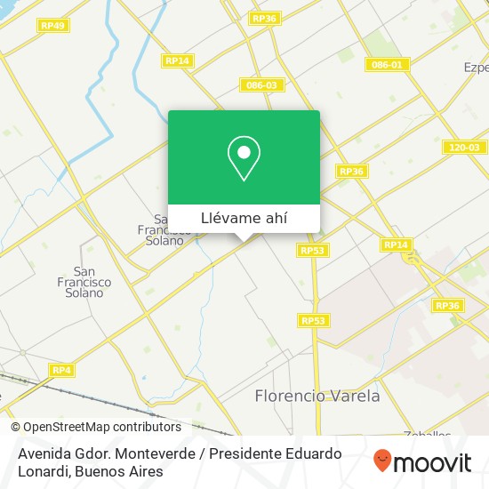 Mapa de Avenida Gdor. Monteverde / Presidente Eduardo Lonardi