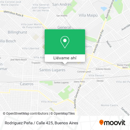Mapa de Rodríguez Peña / Calle 425