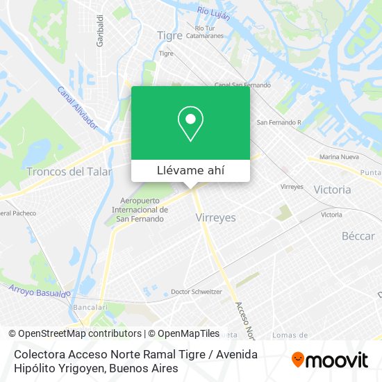 Mapa de Colectora Acceso Norte Ramal Tigre / Avenida Hipólito Yrigoyen