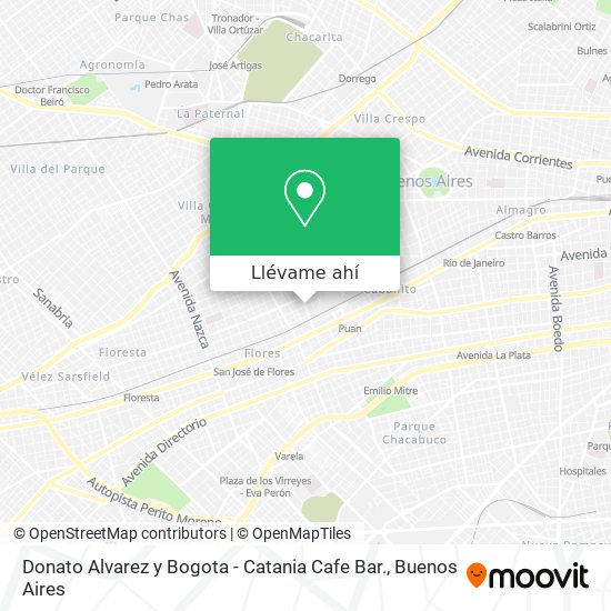Mapa de Donato Alvarez y Bogota - Catania Cafe Bar.