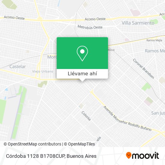 Mapa de Córdoba 1128 B1708CUP
