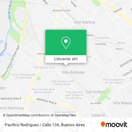 Mapa de Pacífico Rodríguez / Calle 136