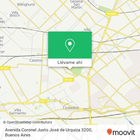 Mapa de Avenida Coronel Justo José de Urquiza 3200