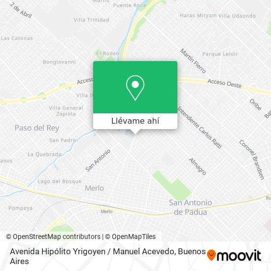 Mapa de Avenida Hipólito Yrigoyen / Manuel Acevedo