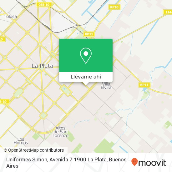 Mapa de Uniformes Simon, Avenida 7 1900 La Plata