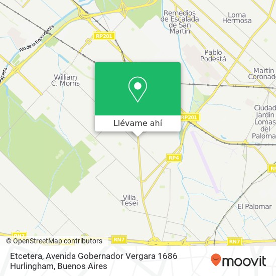 Mapa de Etcetera, Avenida Gobernador Vergara 1686 Hurlingham