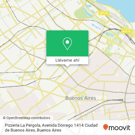 Mapa de Pizzería La Pergola, Avenida Dorrego 1414 Ciudad de Buenos Aires