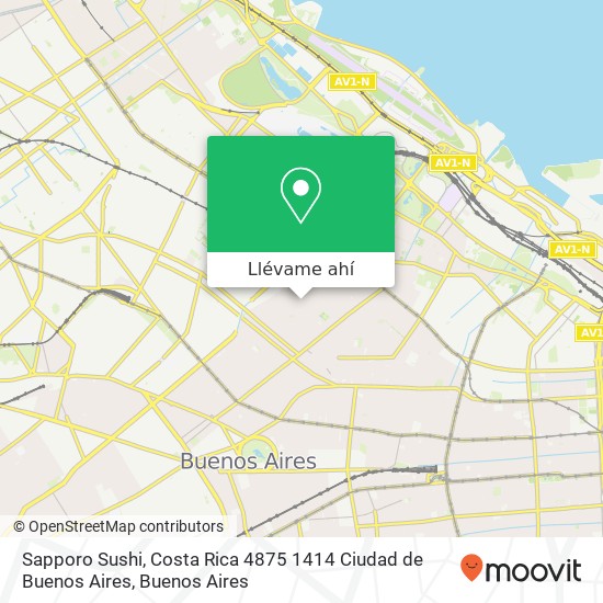 Mapa de Sapporo Sushi, Costa Rica 4875 1414 Ciudad de Buenos Aires