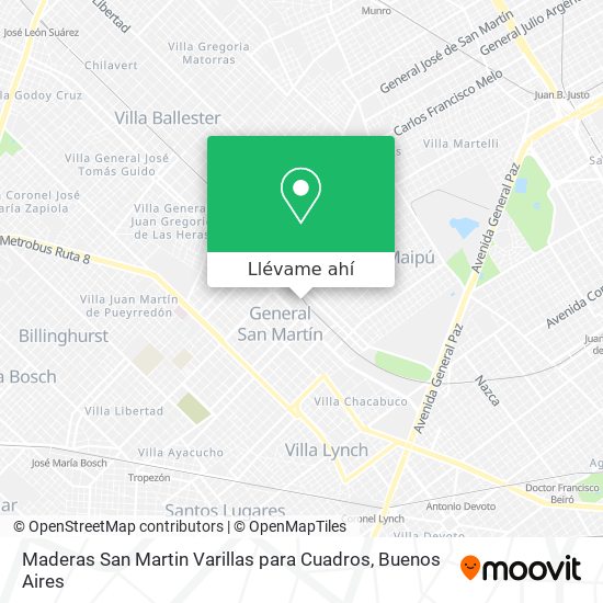 Mapa de Maderas San Martin Varillas para Cuadros