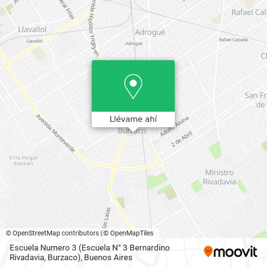 Mapa de Escuela Numero 3 (Escuela N° 3 Bernardino Rivadavia, Burzaco)