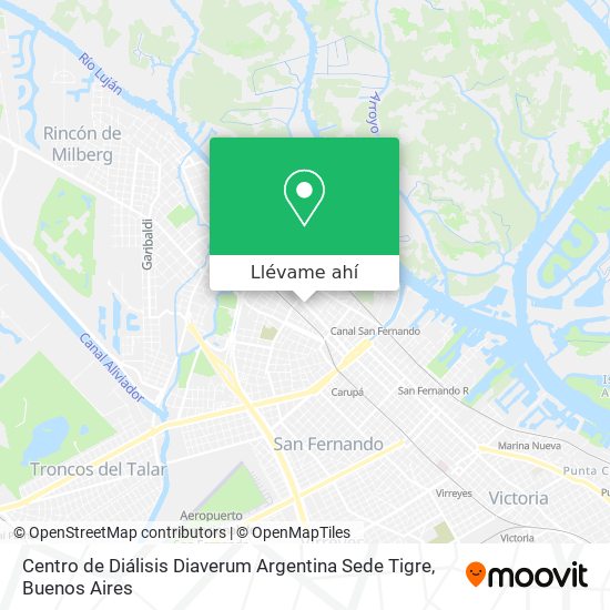 Mapa de Centro de Diálisis Diaverum Argentina Sede Tigre