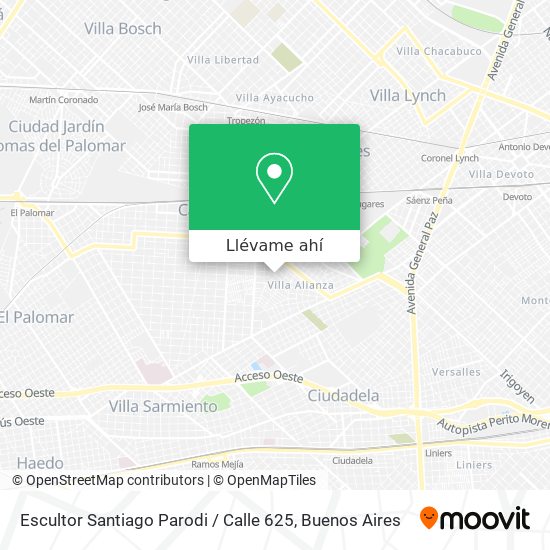 Mapa de Escultor Santiago Parodi / Calle 625