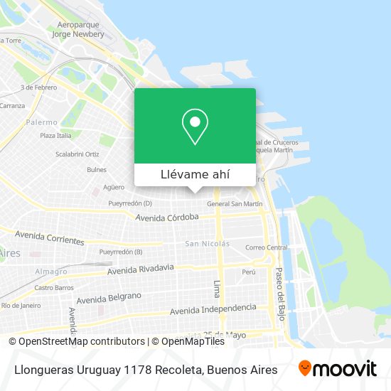 Mapa de Llongueras Uruguay 1178 Recoleta