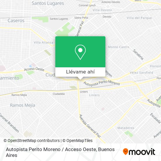Mapa de Autopista Perito Moreno / Acceso Oeste