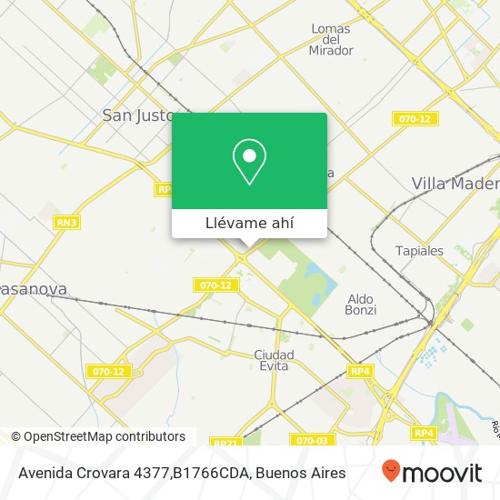 Mapa de Avenida Crovara 4377,B1766CDA