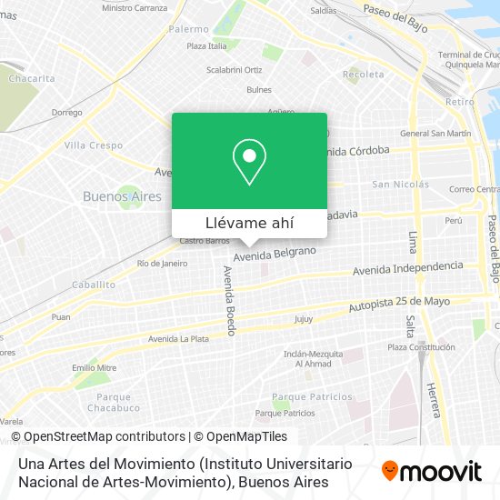 Mapa de Una Artes del Movimiento (Instituto Universitario Nacional de Artes-Movimiento)