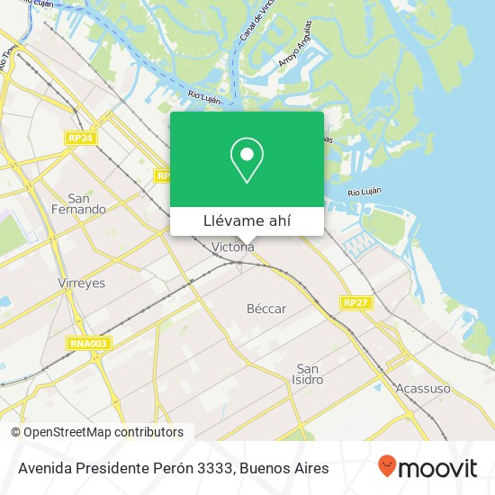 Mapa de Avenida Presidente Perón 3333