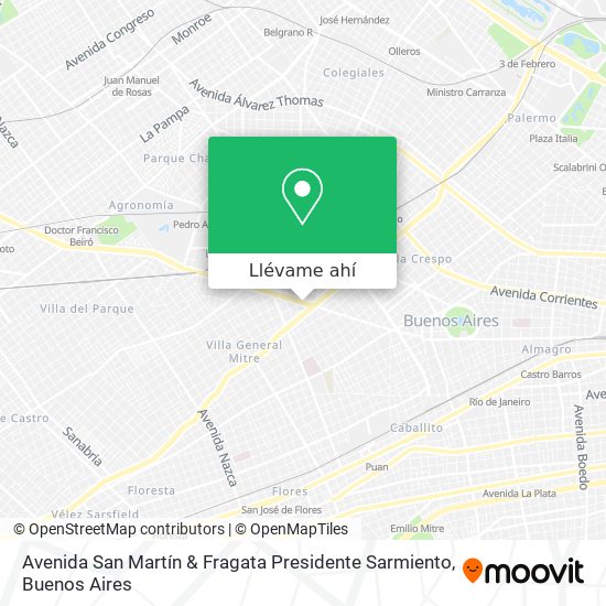 Mapa de Avenida San Martín & Fragata Presidente Sarmiento