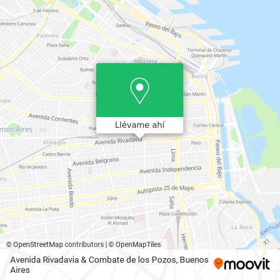 Mapa de Avenida Rivadavia & Combate de los Pozos