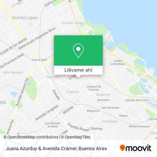 Mapa de Juana Azurduy & Avenida Crámer