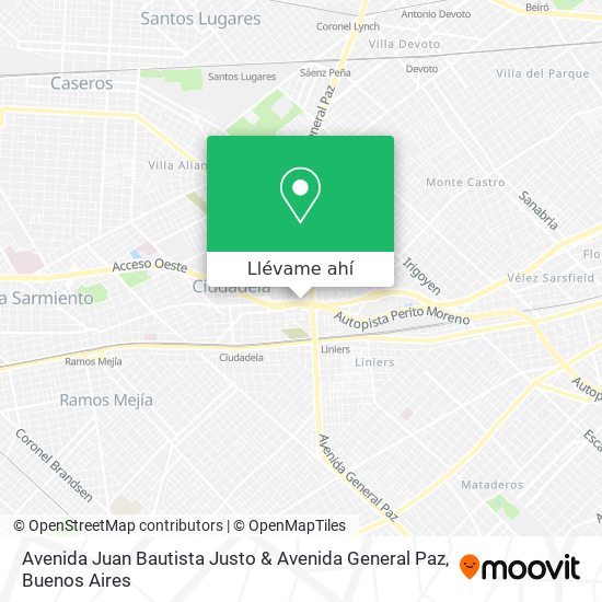 Mapa de Avenida Juan Bautista Justo & Avenida General Paz