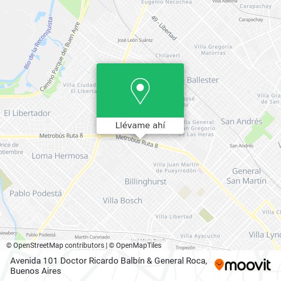 Mapa de Avenida 101 Doctor Ricardo Balbín & General Roca