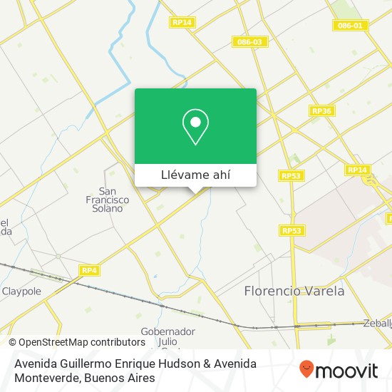 Mapa de Avenida Guillermo Enrique Hudson & Avenida Monteverde