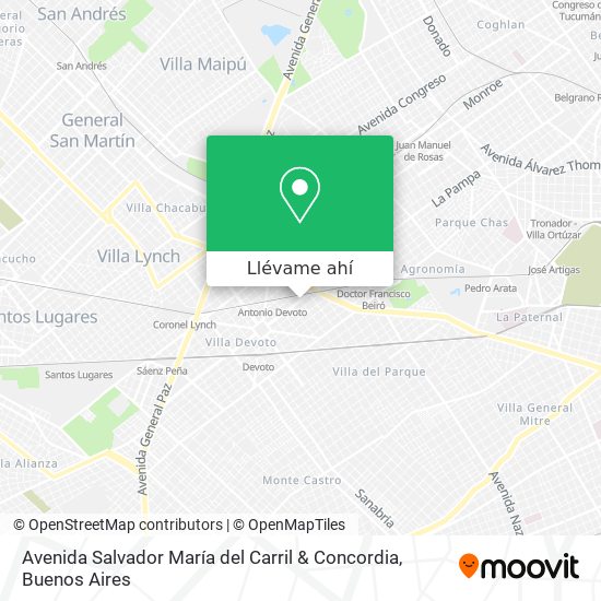 Mapa de Avenida Salvador María del Carril & Concordia