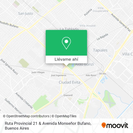 Mapa de Ruta Provincial 21 & Avenida Monseñor Bufano