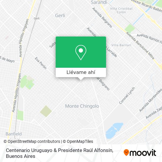 Mapa de Centenario Uruguayo & Presidente Raúl Alfonsín