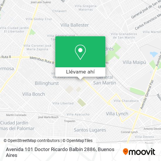 Mapa de Avenida 101 Doctor Ricardo Balbín 2886