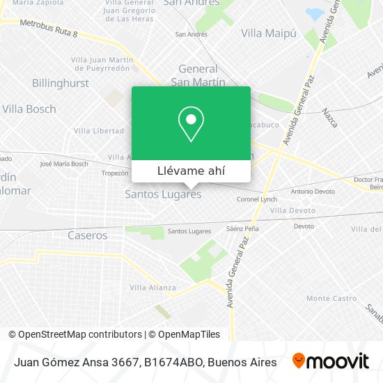 Mapa de Juan Gómez Ansa 3667, B1674ABO