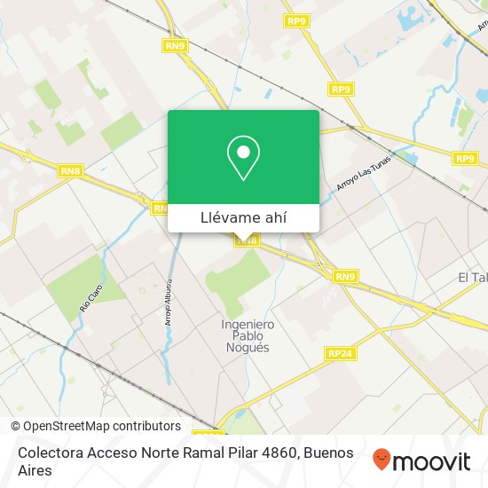 Mapa de Colectora Acceso Norte Ramal Pilar 4860