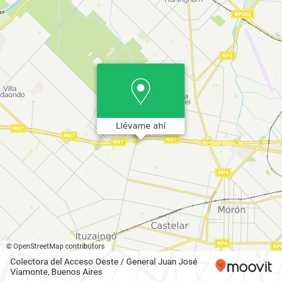 Mapa de Colectora del Acceso Oeste / General Juan José Viamonte