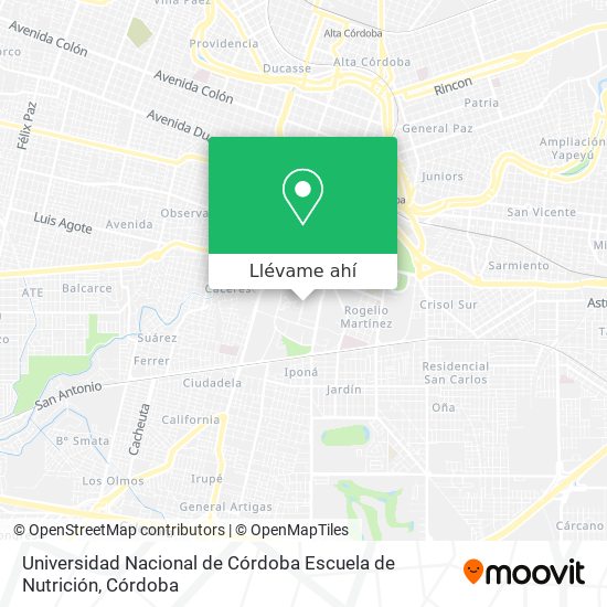 Mapa de Universidad Nacional de Córdoba Escuela de Nutrición