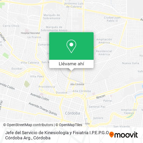 Mapa de Jefe del Servicio de Kinesiología y Fisiatría I.P.E.P.G.O Córdoba Arg.