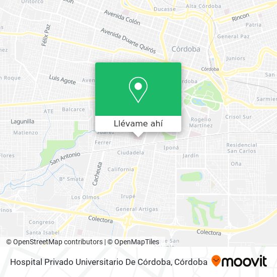 Mapa de Hospital Privado Universitario De Córdoba