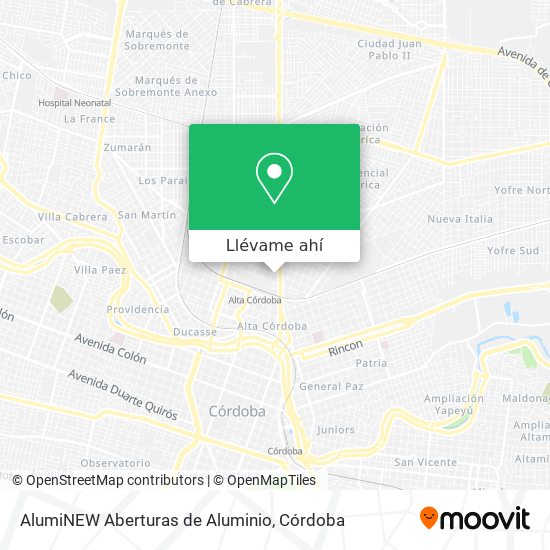 Mapa de AlumiNEW Aberturas de Aluminio