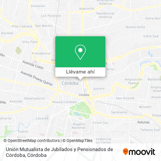 Mapa de Unión Mutualista de Jubilados y Pensionados de Córdoba