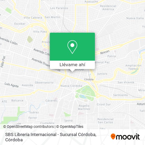 Mapa de SBS Librería Internacional - Sucursal Córdoba