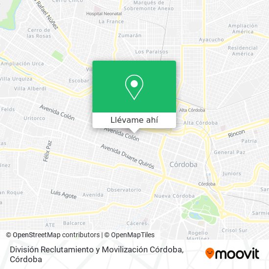 Mapa de División Reclutamiento y Movilización Córdoba