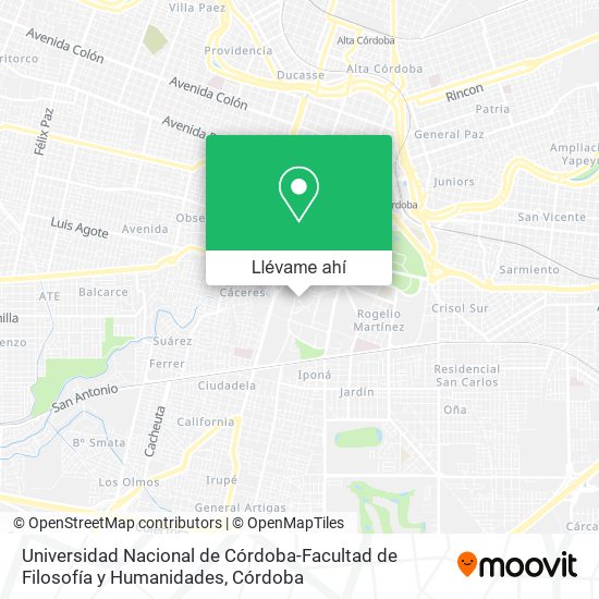 Mapa de Universidad Nacional de Córdoba-Facultad de Filosofía y Humanidades