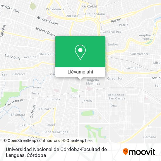 Mapa de Universidad Nacional de Córdoba-Facultad de Lenguas