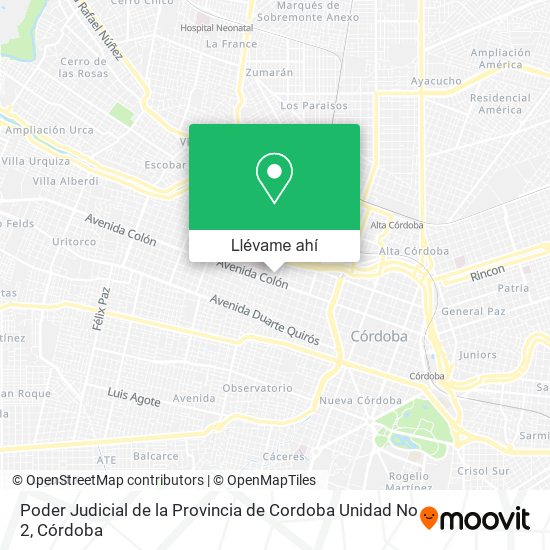 Mapa de Poder Judicial de la Provincia de Cordoba Unidad No 2