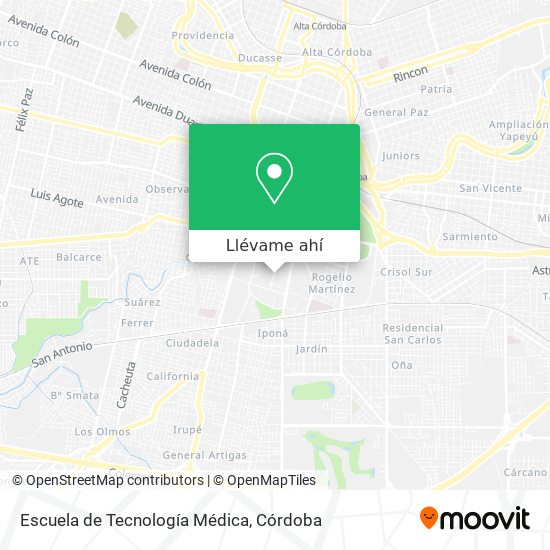 Mapa de Escuela de Tecnología Médica