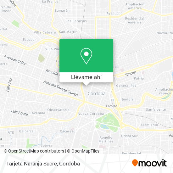 Mapa de Tarjeta Naranja Sucre