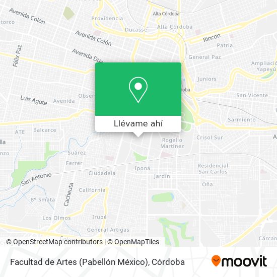 Mapa de Facultad de Artes (Pabellón México)