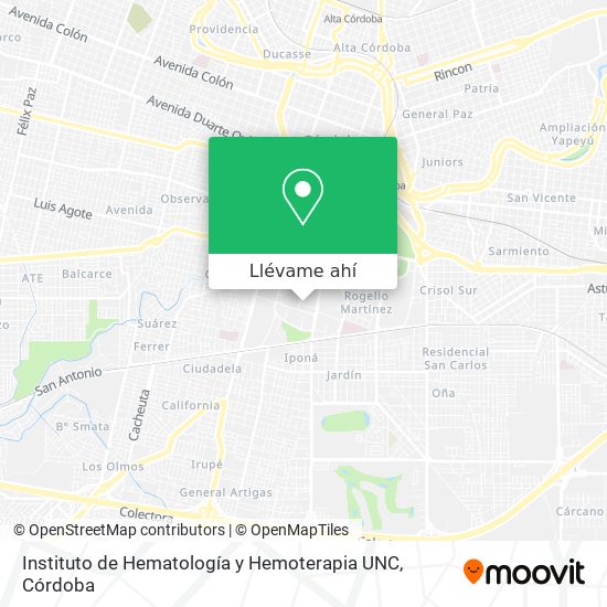 Mapa de Instituto de Hematología y Hemoterapia UNC