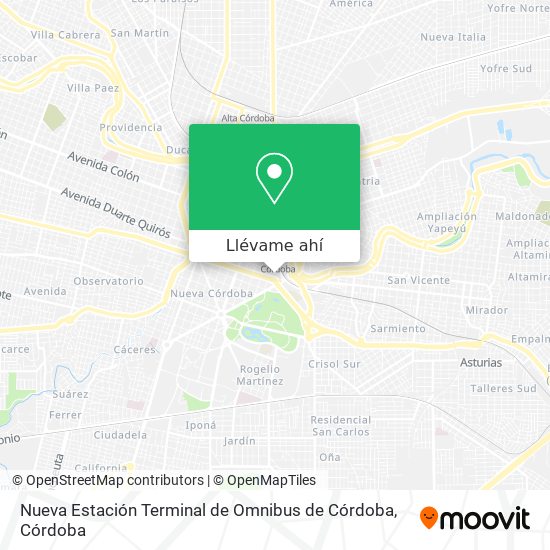 Mapa de Nueva Estación Terminal de Omnibus de Córdoba