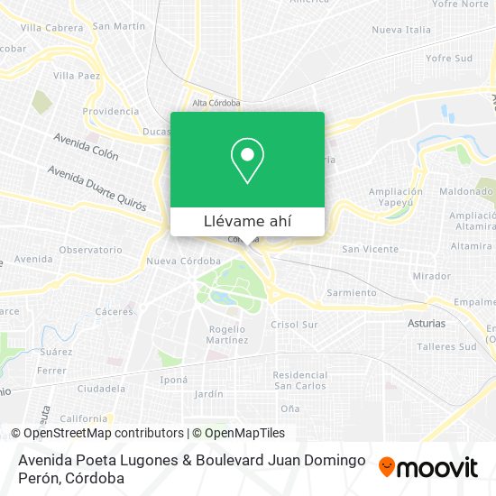 Mapa de Avenida Poeta Lugones & Boulevard Juan Domingo Perón